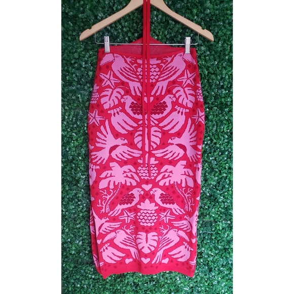 Farm Rio Red Jungle Scarf Knit Skirt - Picture 6 of 8